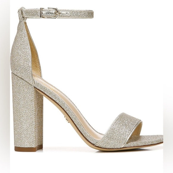 Sam Edelman Yaro Dress Block Heel Sandal Metallic Gold Sz 9 - Picture 3 of 9